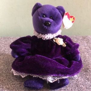 Ty beanie baby Purple bear in purple dress name Princess